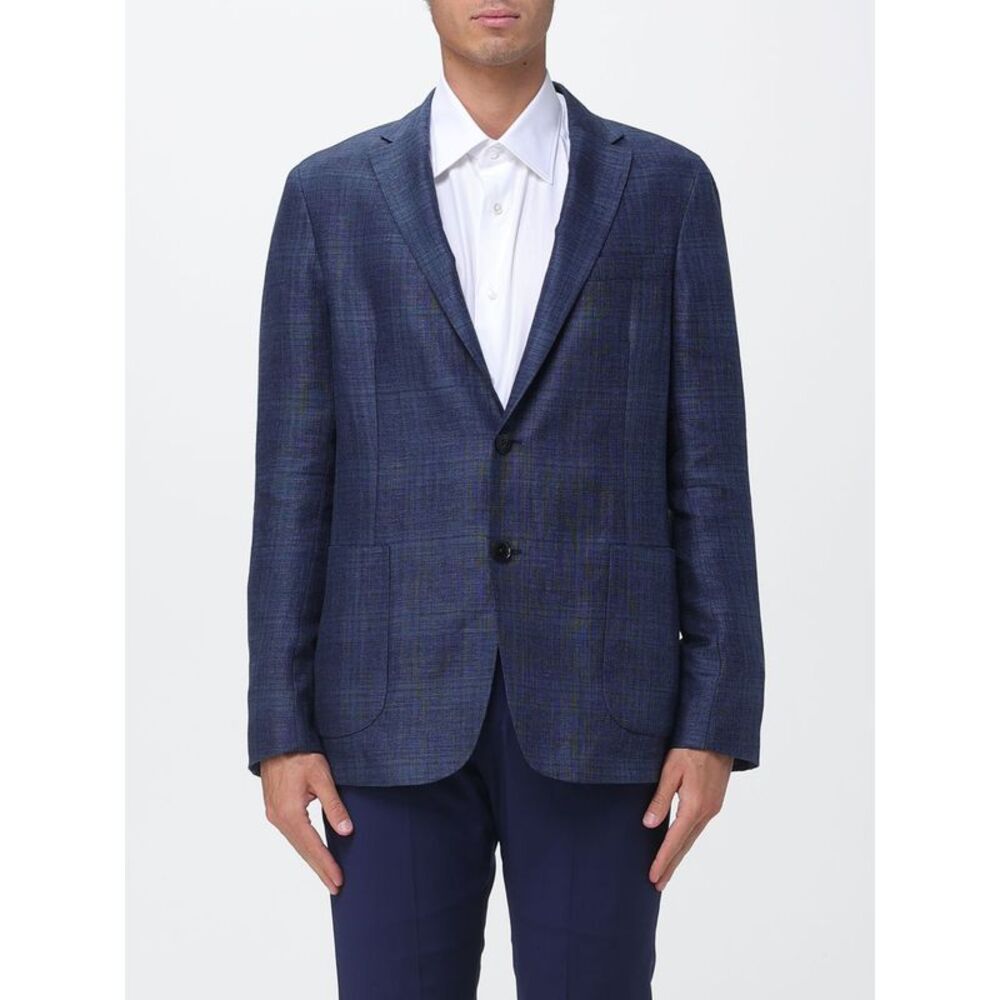 Zegna Men Zegna Checked Linen And Wool Single-Breasted Blazer